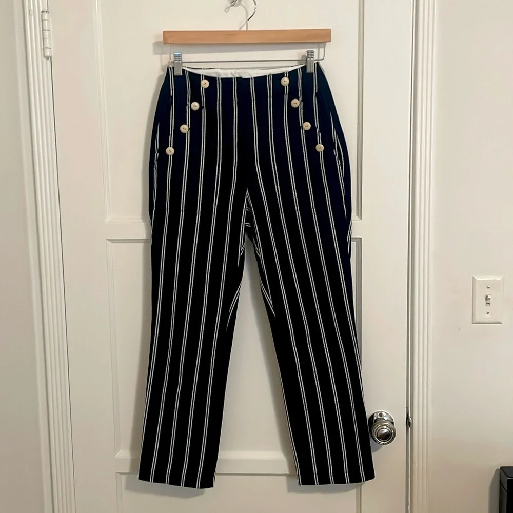 J. Crew Sailor Pant in Stripe Navy and White - Picture 2 of 14